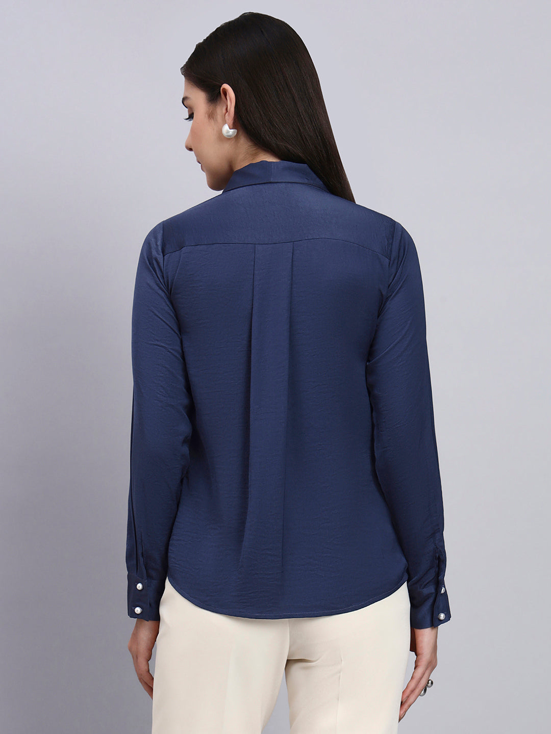 Effortlessly Elegant - Blue Tie-Neck Top