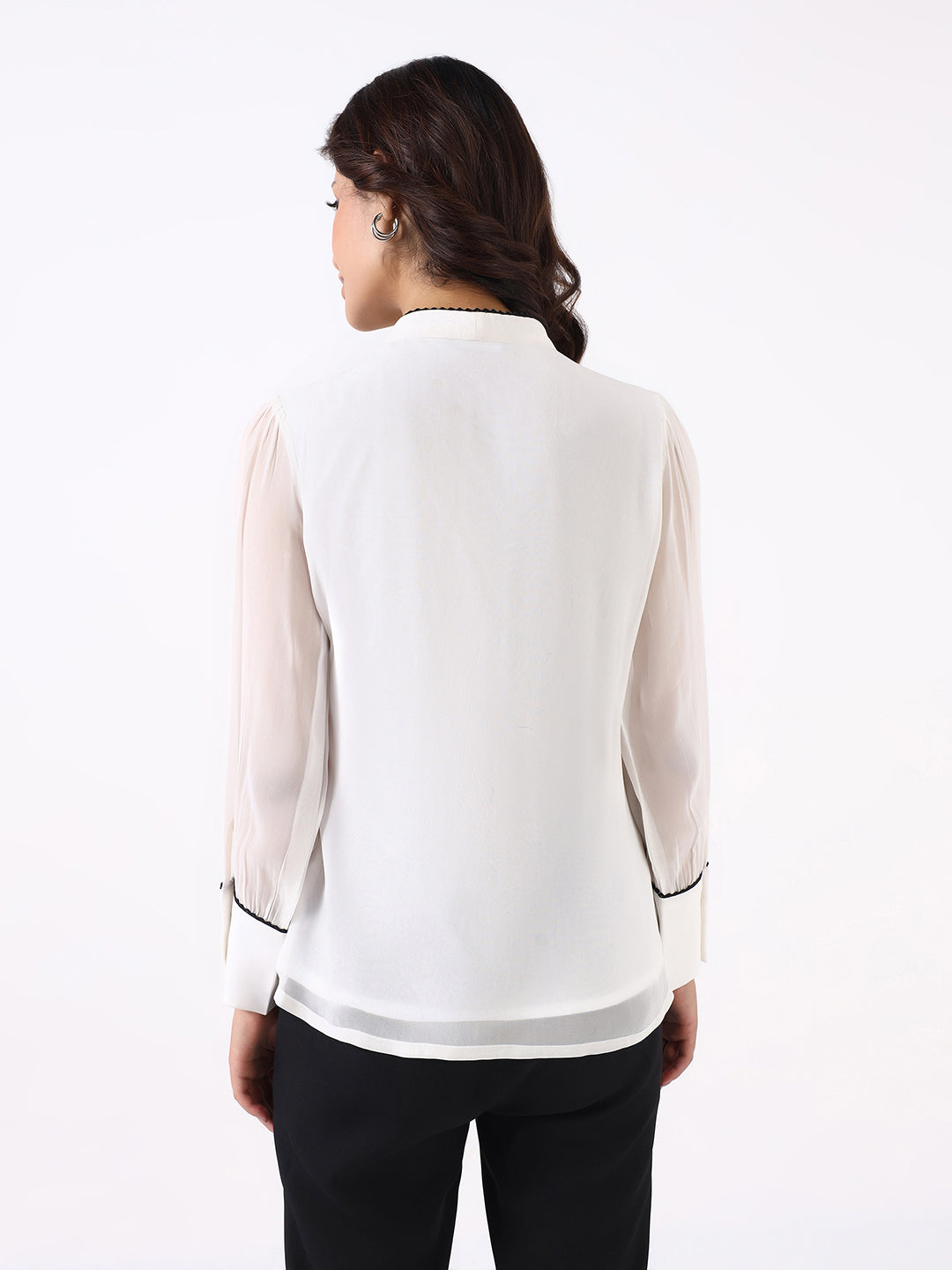 Women White Lace Tie Top