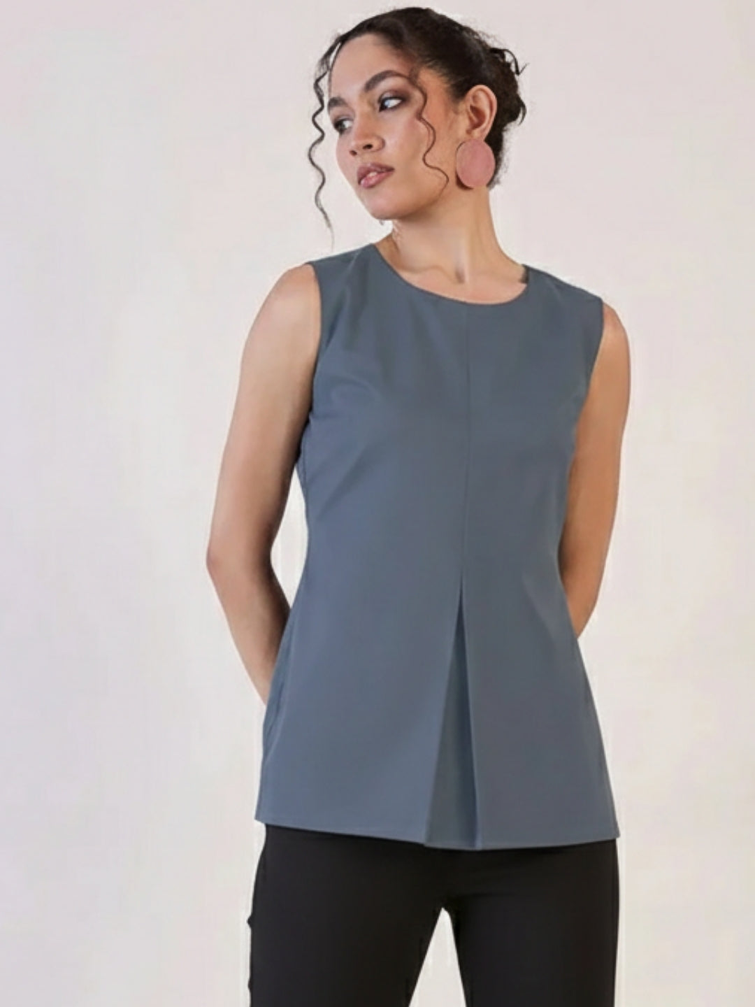 Women Grey Round Neck Top