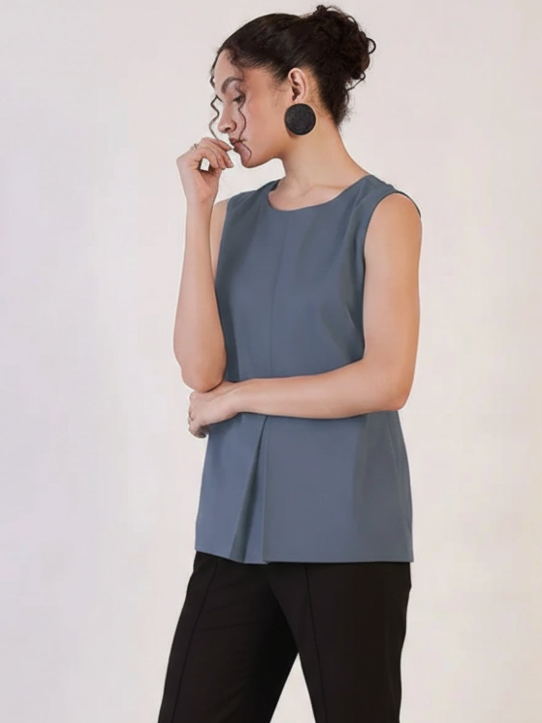 Women Grey Round Neck Top