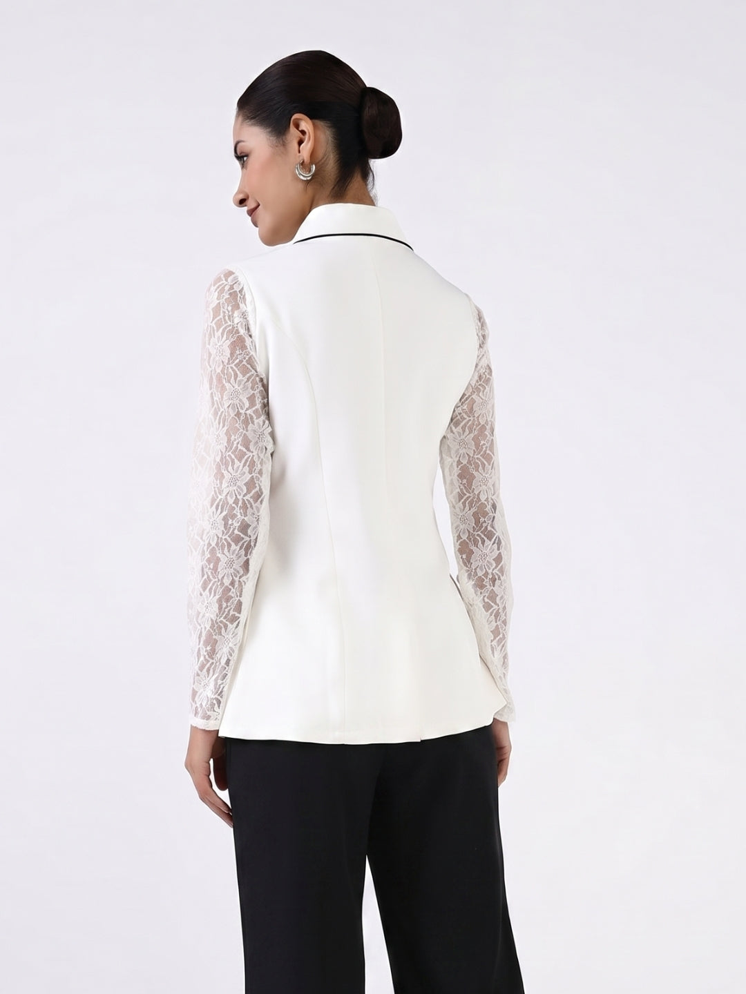 Women White Layered Collar Top