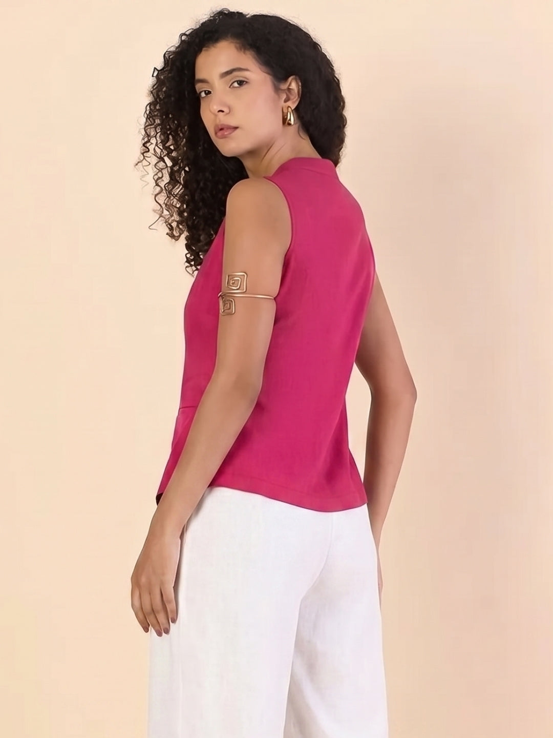 Women Hot Pink Sleeveless Top