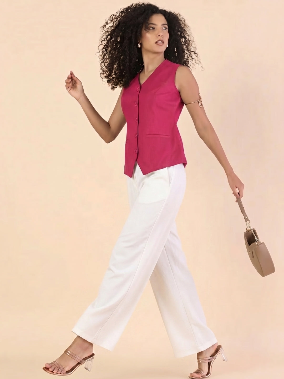 Women Hot Pink Sleeveless Top
