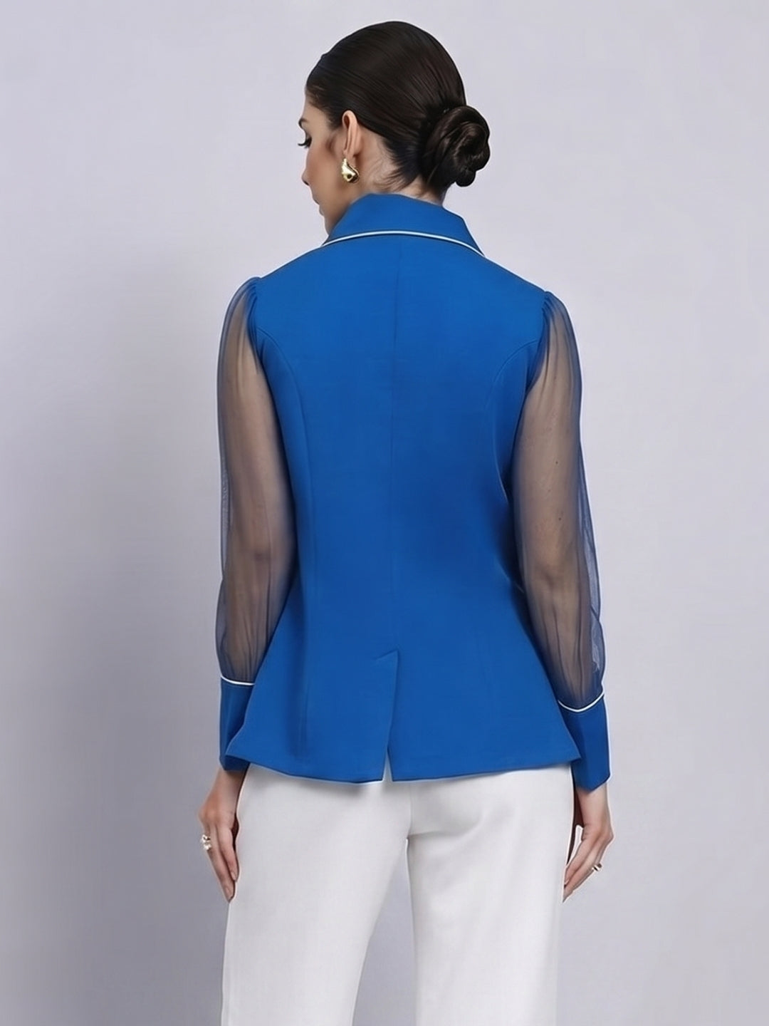 Women Ink Blue Structured Top