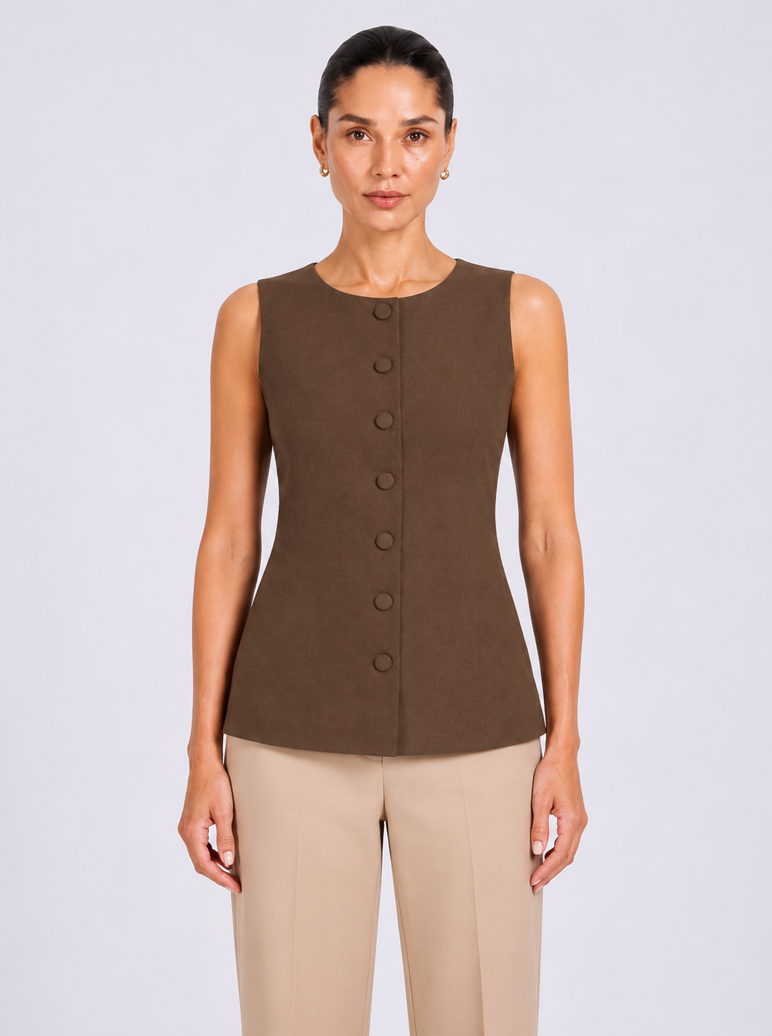Women Brown Boat Neck Top