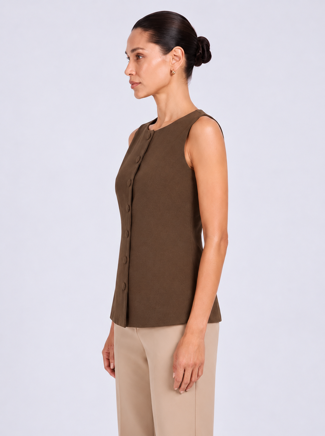 Women Brown Boat Neck Top