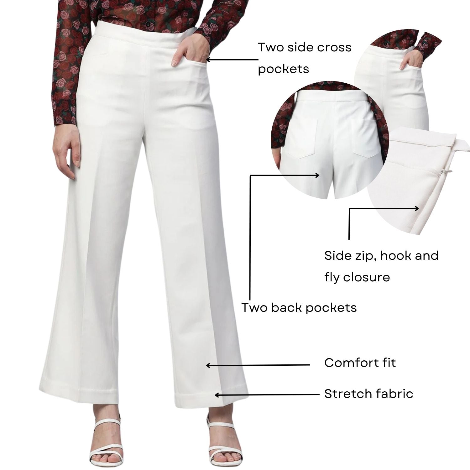 Women Classic Regular Fit Mid-Rise Parallel Trousers