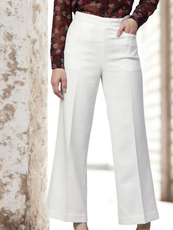 Women Classic Regular Fit Mid-Rise Parallel Trousers