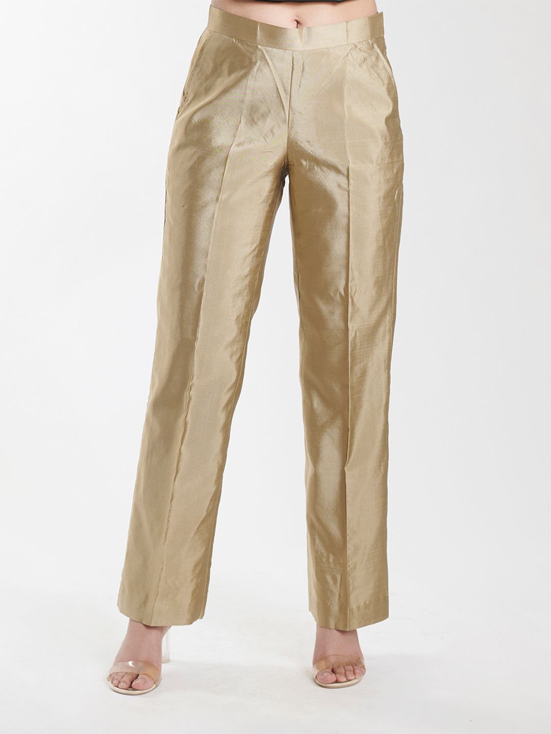 Women Silk Comfort fit Mid Waist Trousers