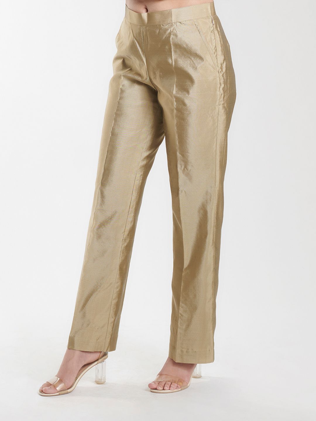 Women Silk Comfort fit Mid Waist Trousers