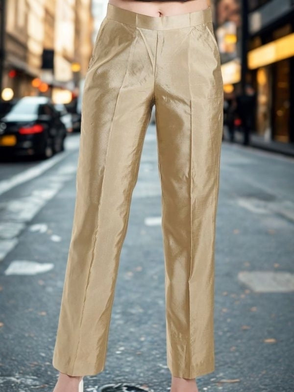 Women Silk Comfort fit Mid Waist Trousers