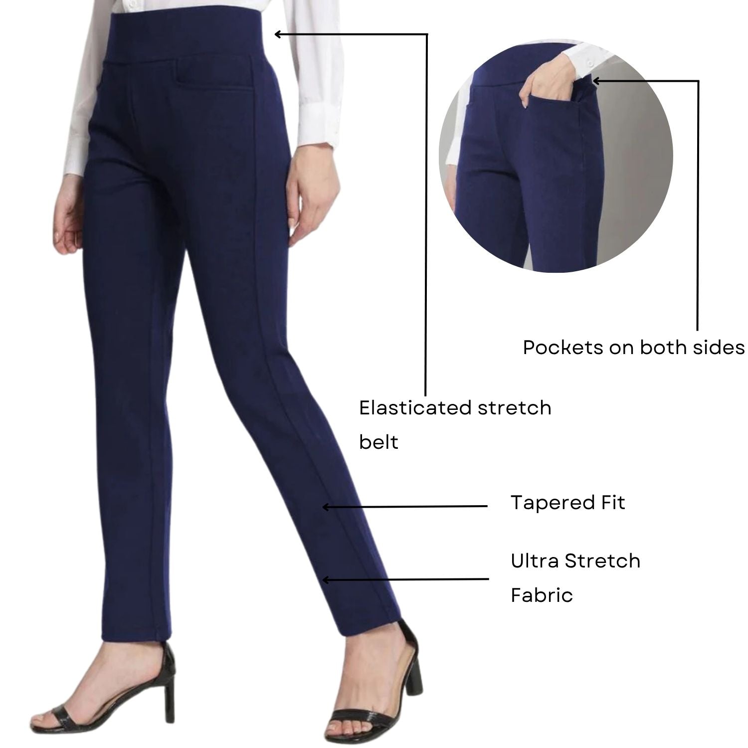 Women Tailored Skinny Fit High-Rise Easy Wash Trousers