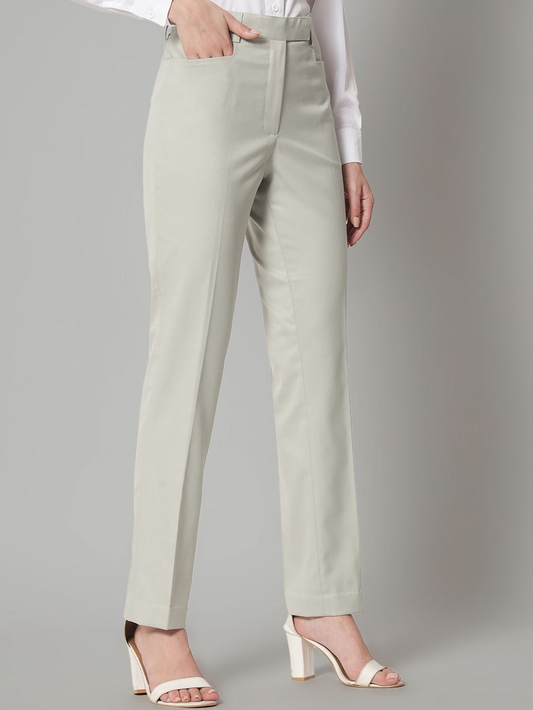 Women Original Regular Fit Mid-Rise Formal Trousers