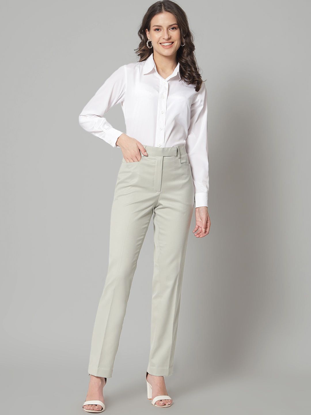 Women Original Regular Fit Mid-Rise Formal Trousers