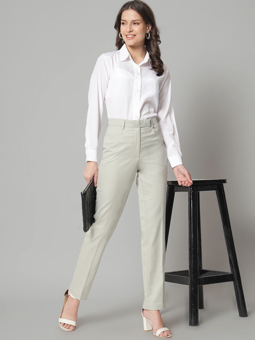 Women Original Regular Fit Mid-Rise Formal Trousers