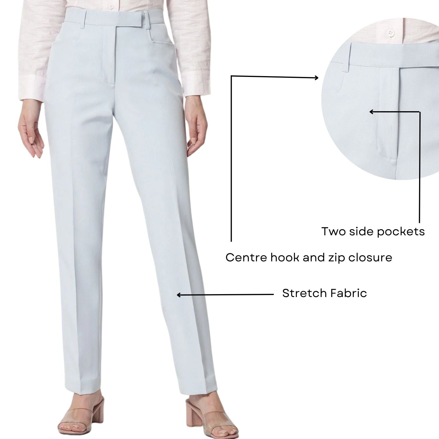 Women Mid-Rise Tailored Fit Easy Wash Formal Trousers