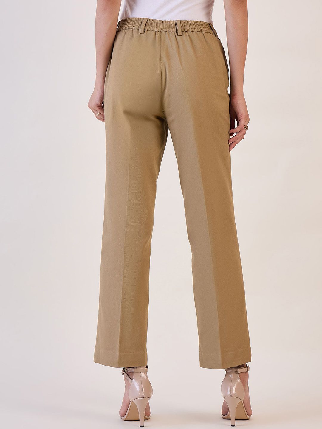 Women Straight Fit High-Rise Regular Trousers