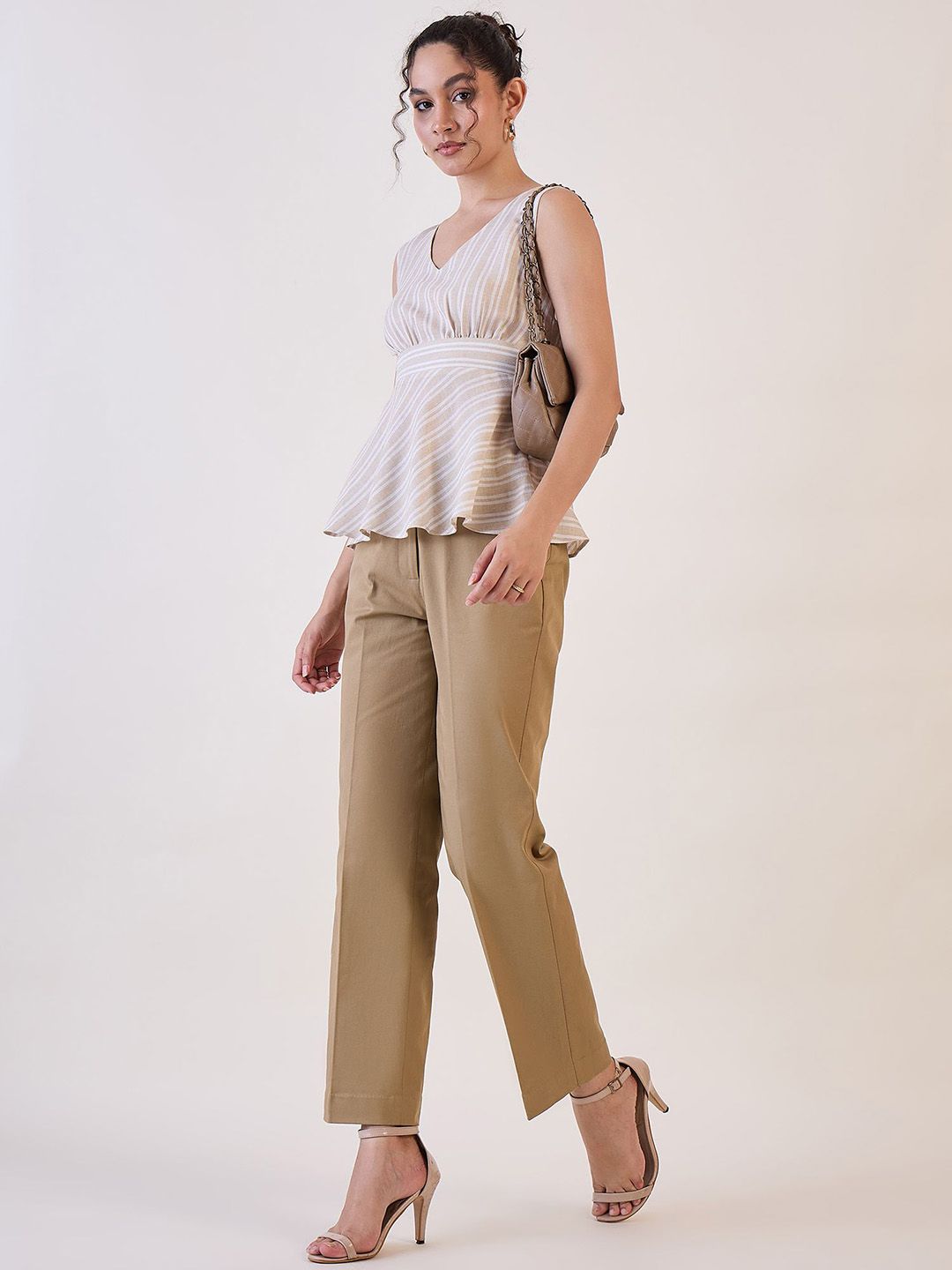 Women Straight Fit High-Rise Regular Trousers