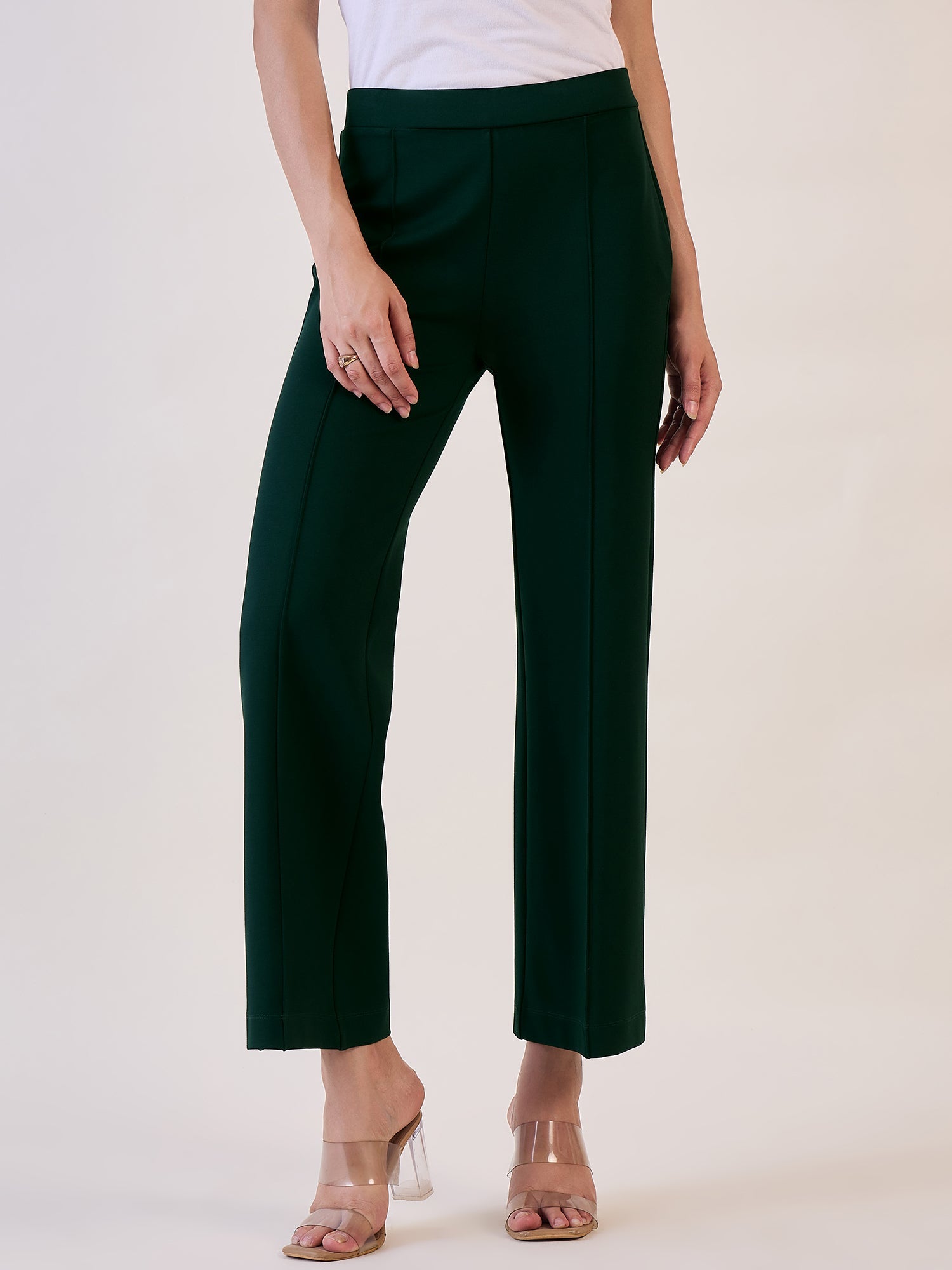 GREEN TENCEL STRAIGHT TROUSERS  Ref. 42816 main image 0
