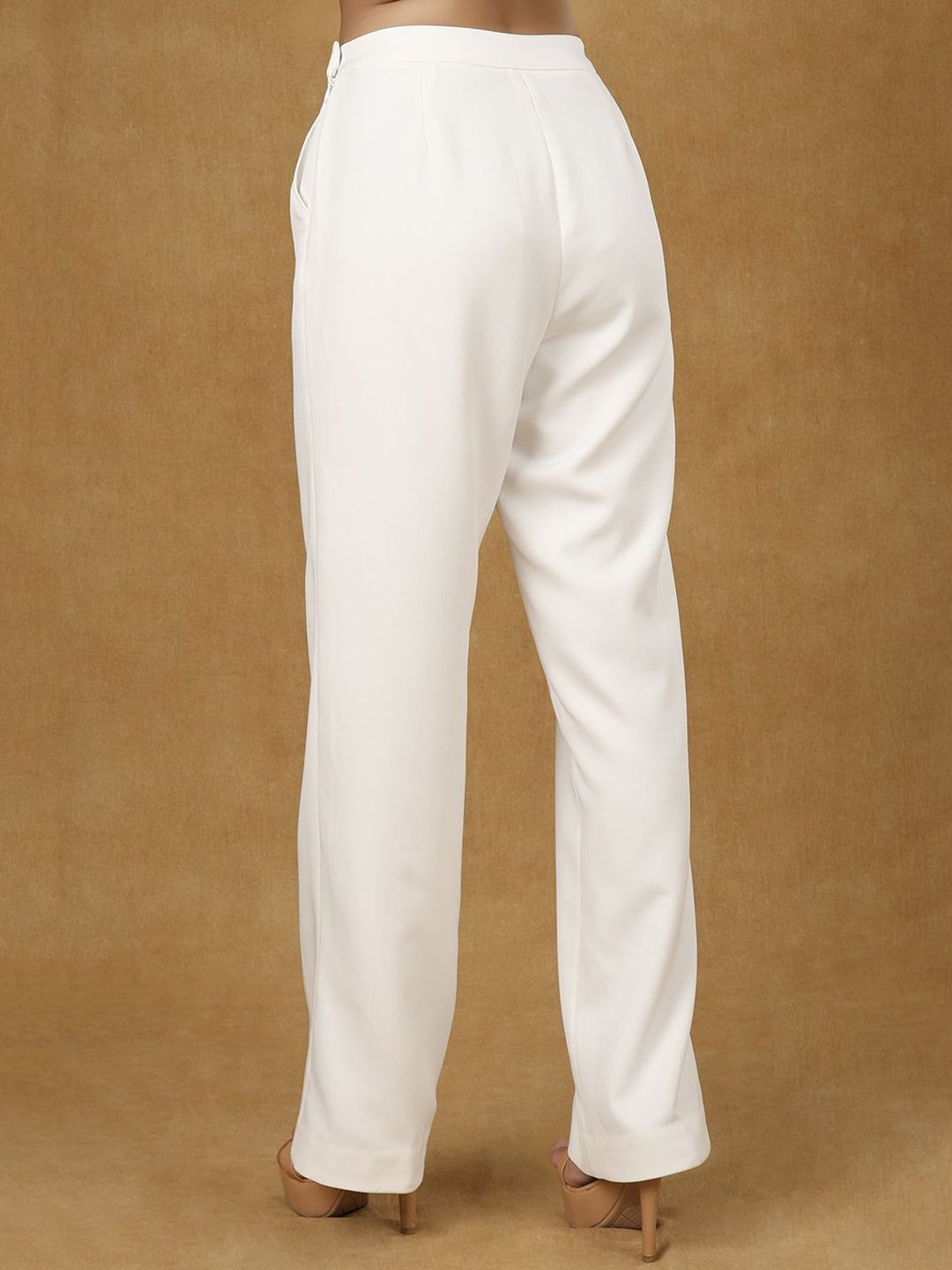Women Comfort Straight Fit High-Rise Trousers