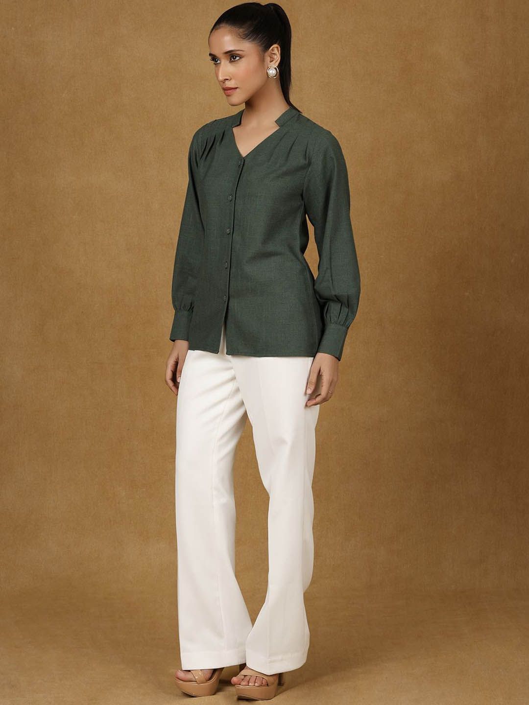 Women Comfort Straight Fit High-Rise Trousers