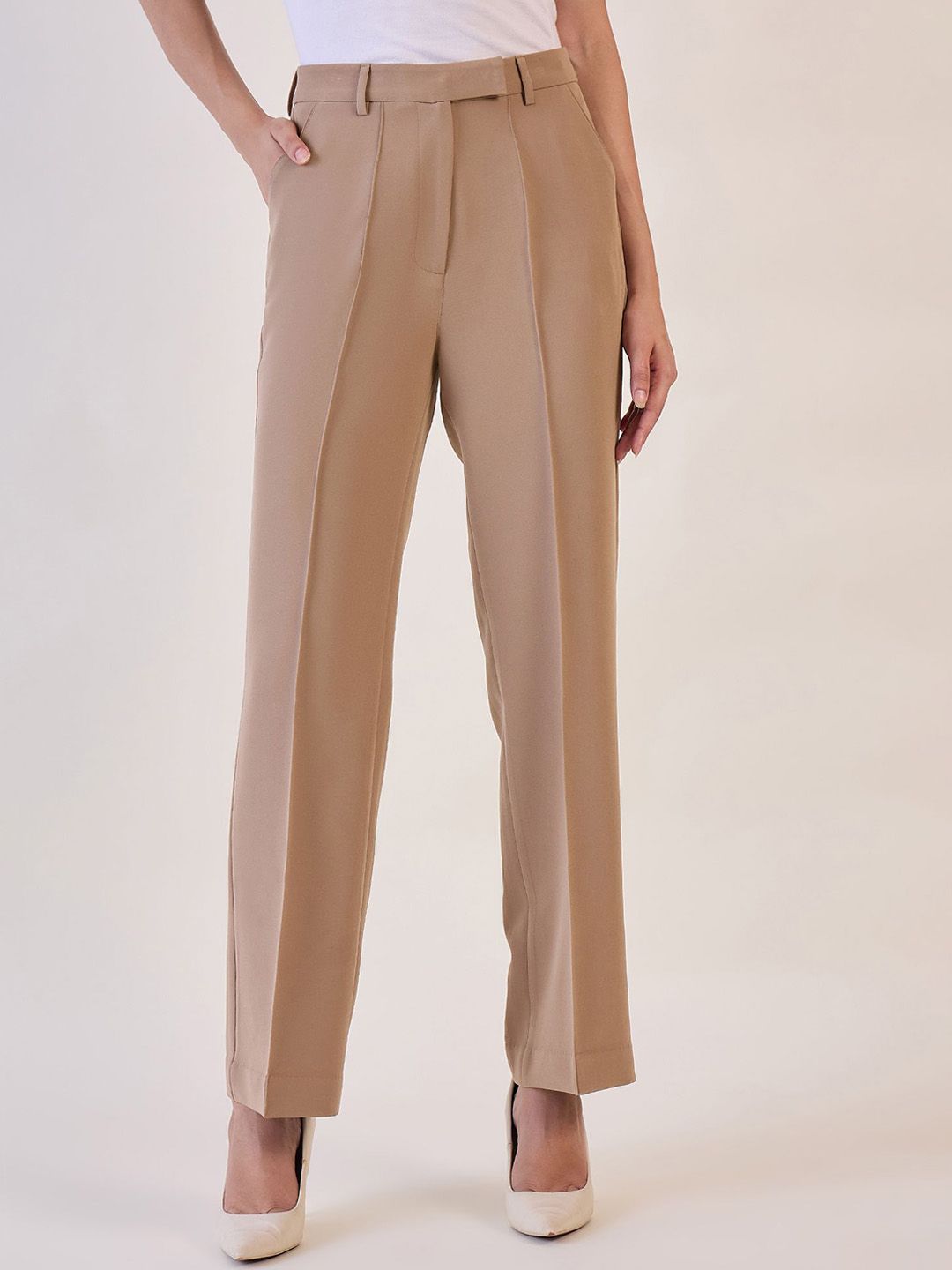 Women Mid-Rise Relaxed Straight Fit Trousers