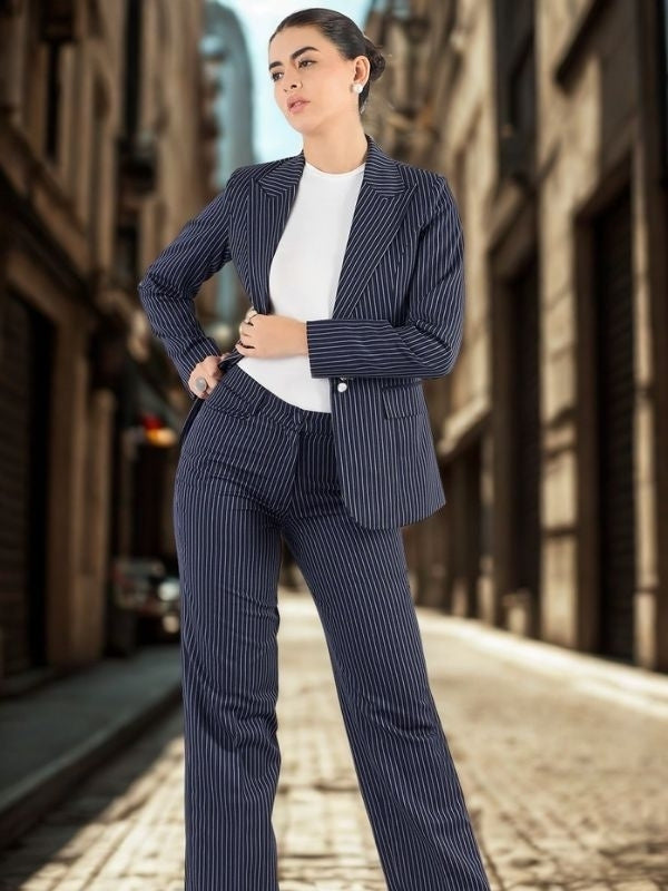 Women Striped High-Rise Wrinkle Free Trousers