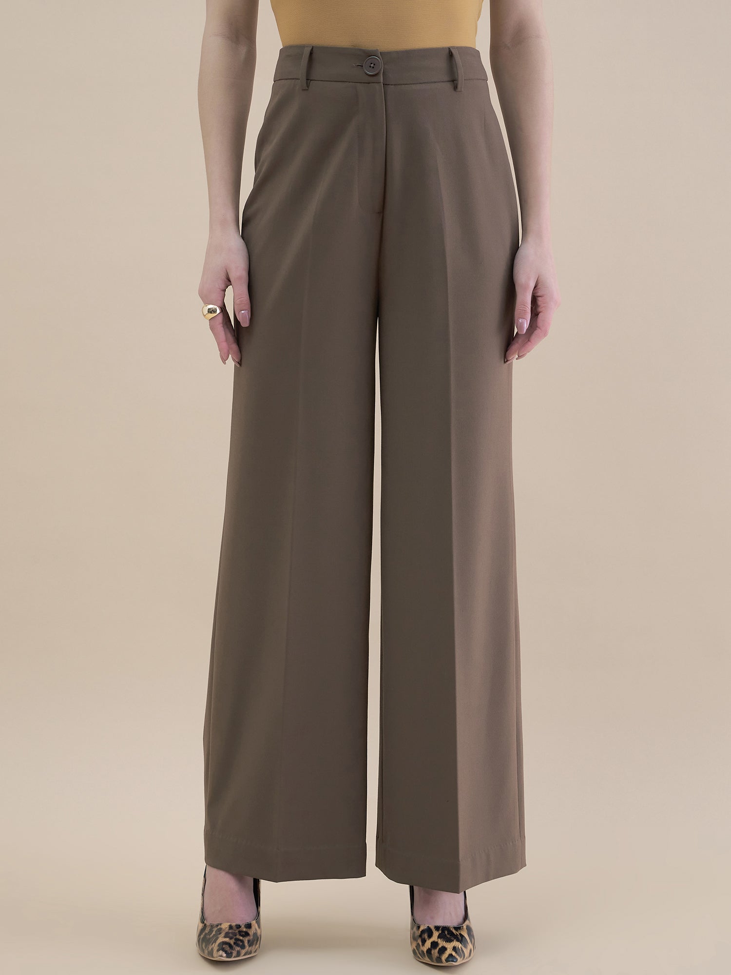 Women High Waist Tailored Fit Straight Leg Trouser In Stretch