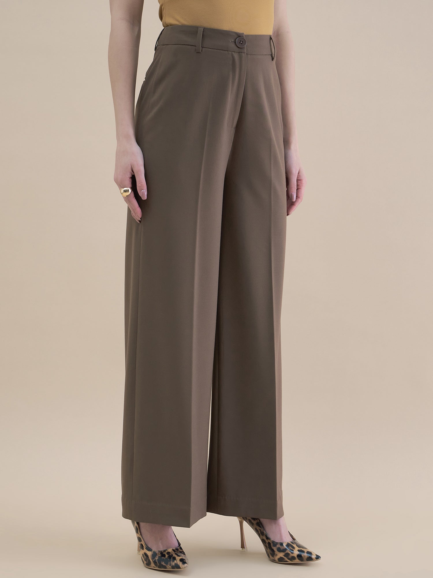 Women High Waist Tailored Fit Straight Leg Trouser In Stretch