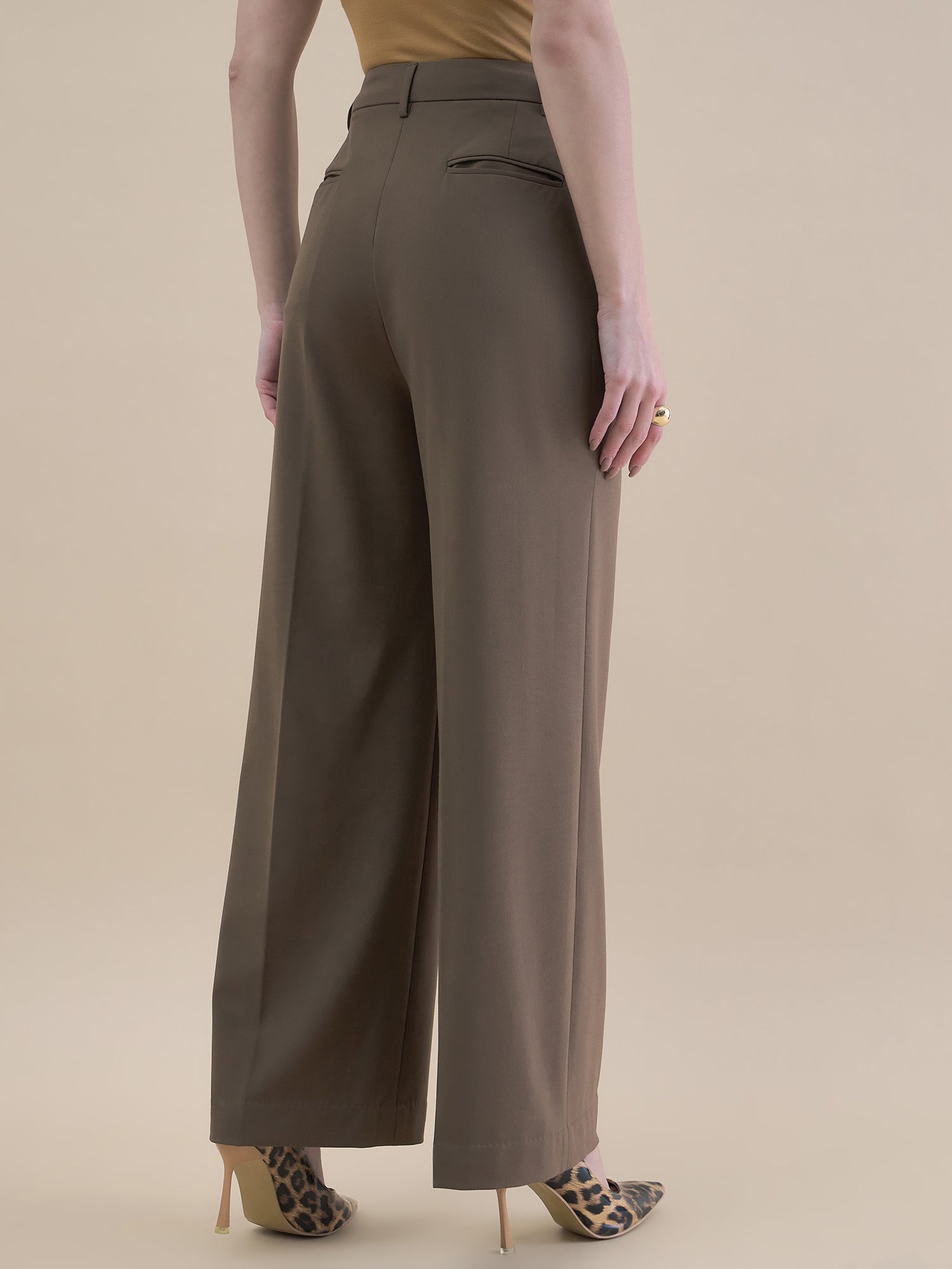 Women High Waist Tailored Fit Straight Leg Trouser In Stretch