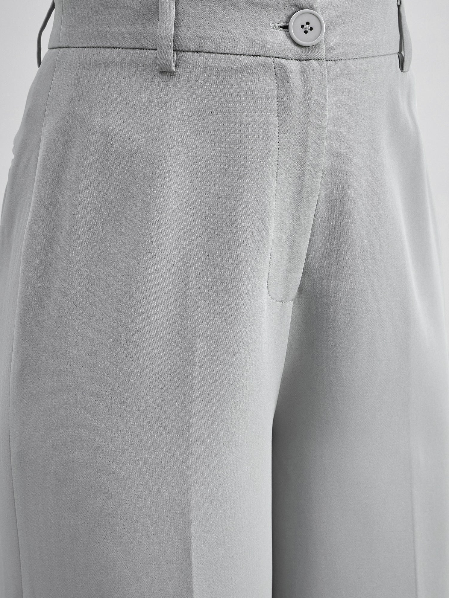 Women Comfort Straight Fit High-Rise Easy Wash Trousers