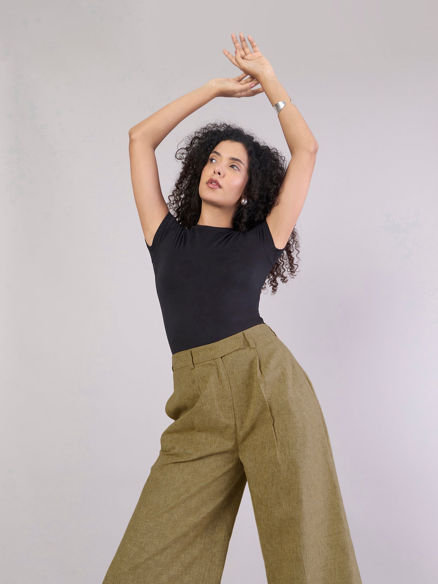 Earthy Yellow High-Waisted Wide-Leg Trousers
