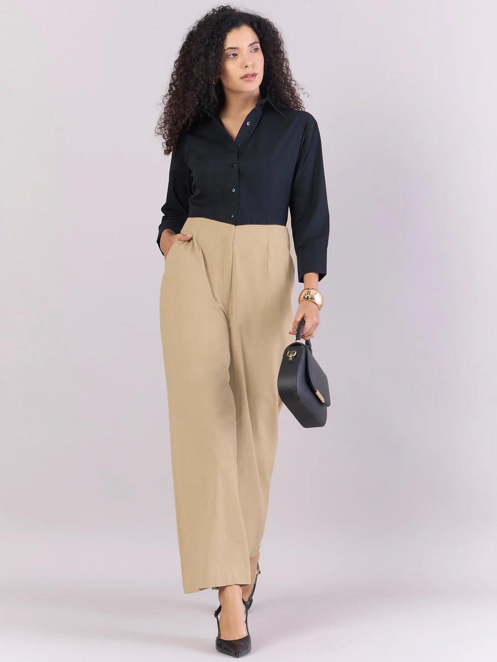 Women Darted Loose Fit Cotton Trouser With No Waistband