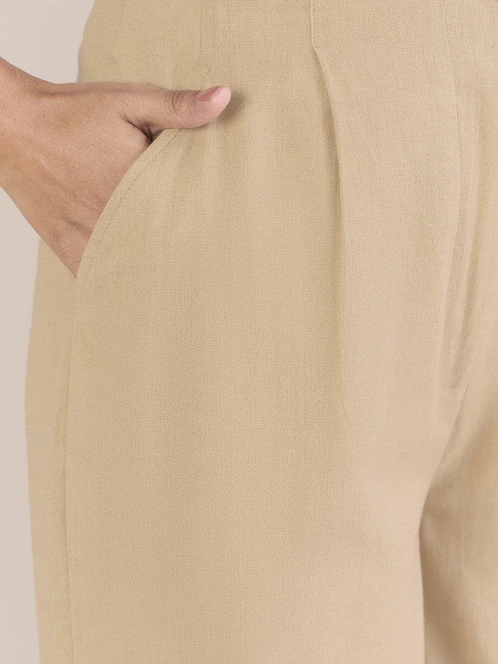 Women Comfort Straight Fit High-Rise Pleated Trousers
