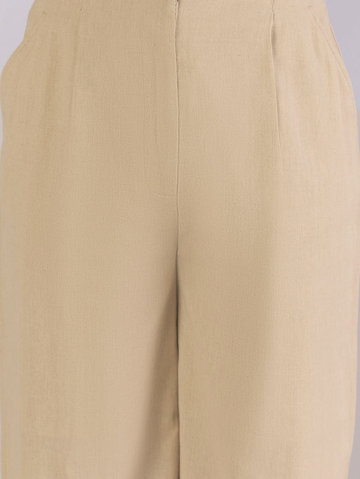 Women Comfort Straight Fit High-Rise Pleated Trousers