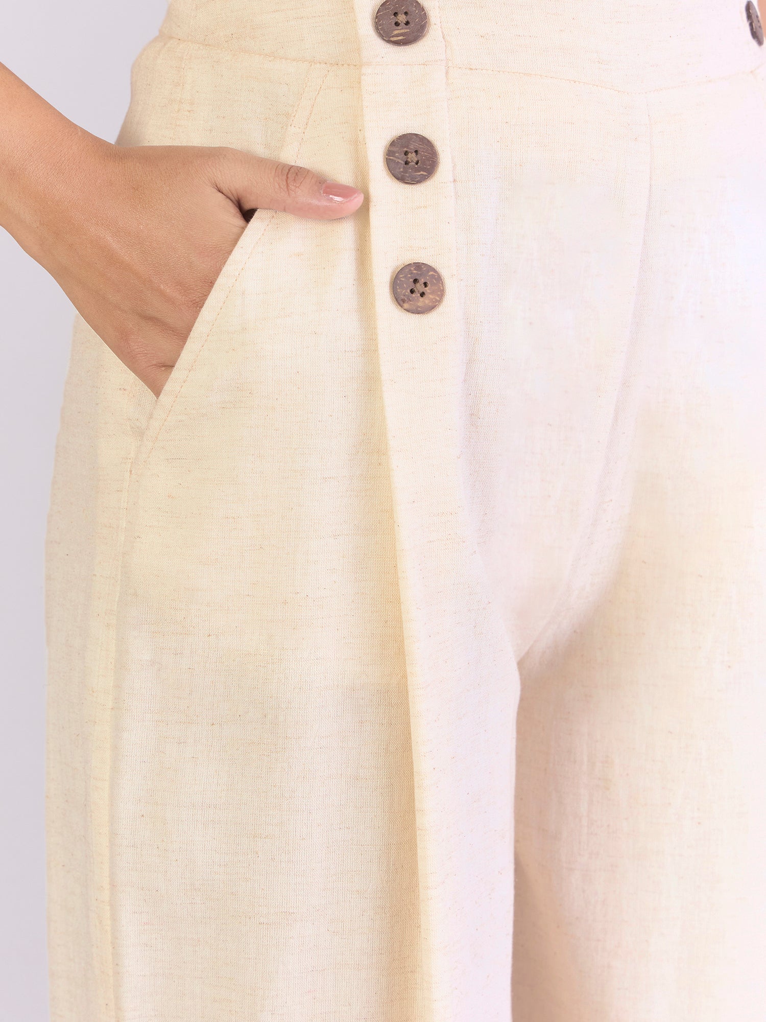 Women Textured Comfort Loose Fit High-Rise Easy Wash Pleated Wide Leg Trousers