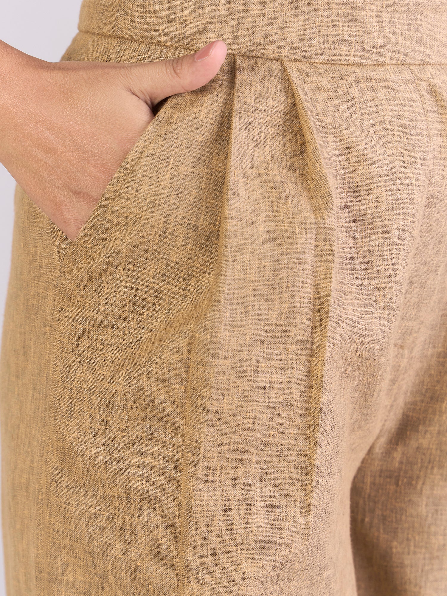 High-Waisted Fold Pleated Slit Hem Wide Leg Trouser