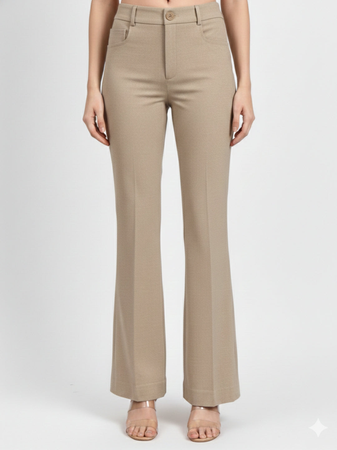 Women Beige High-Rise Trouser
