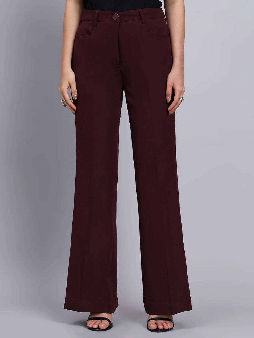 Women Burgundy High-Rise Trouser