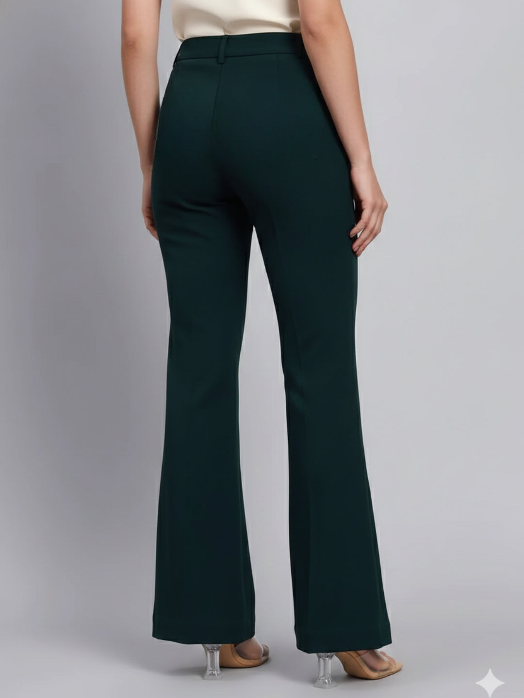 Women Bottle-Green High-Rise Trouser