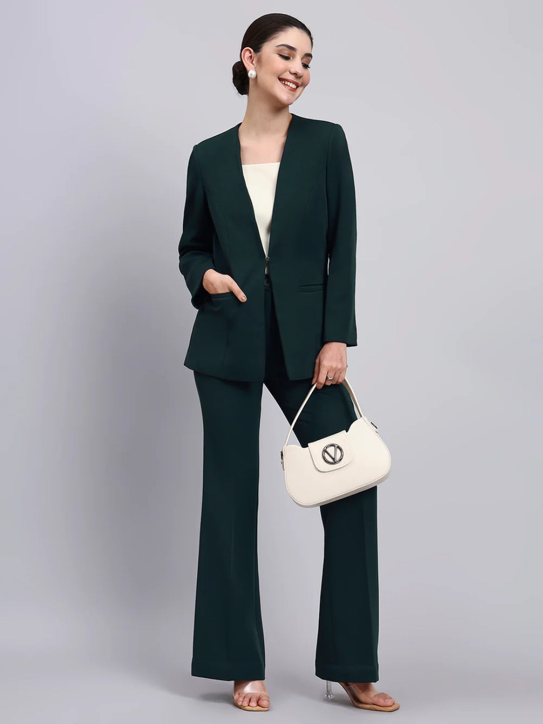 Women Bottle-Green High-Rise Trouser