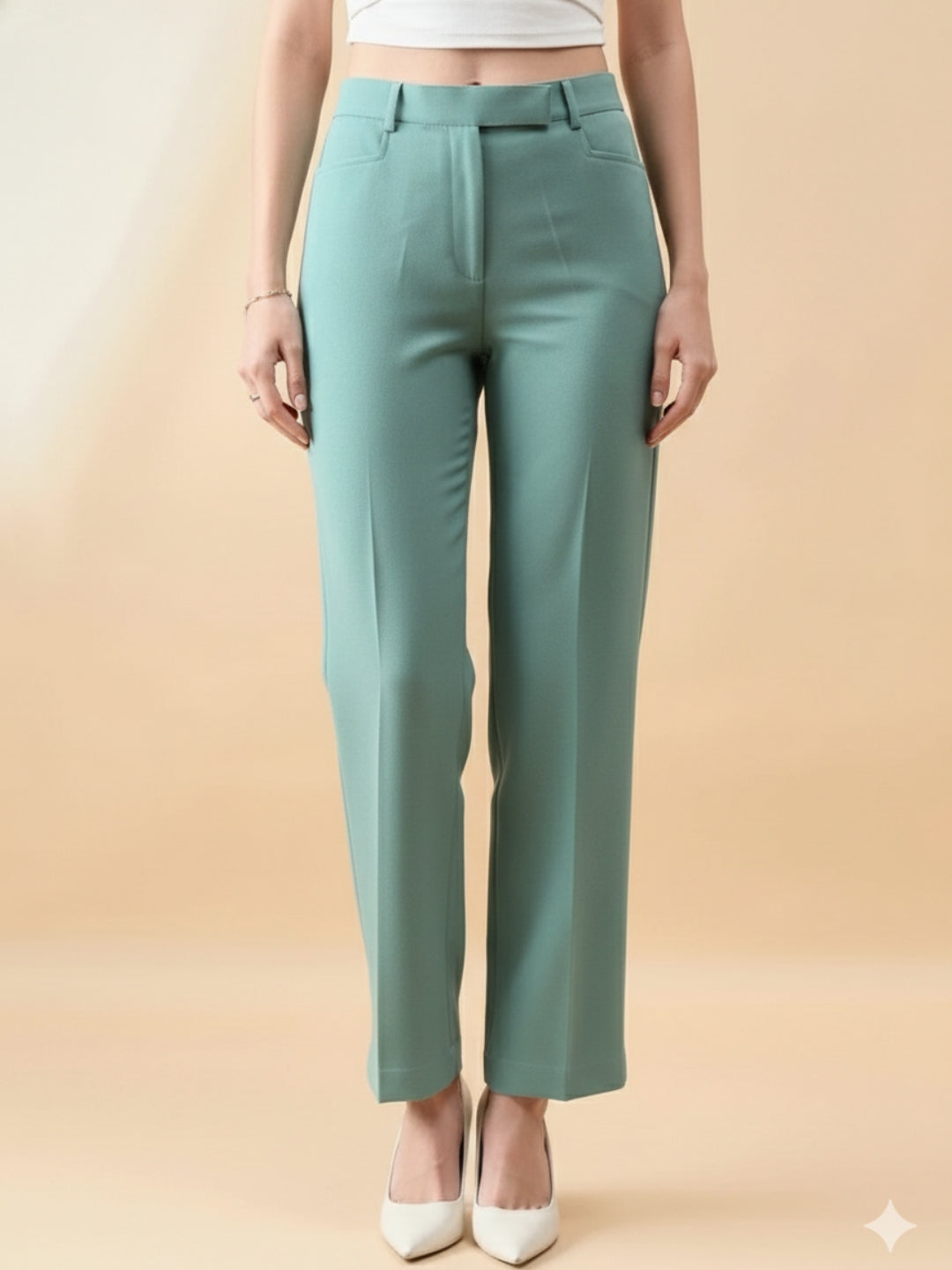 Women Green Mid-Rise Trouser