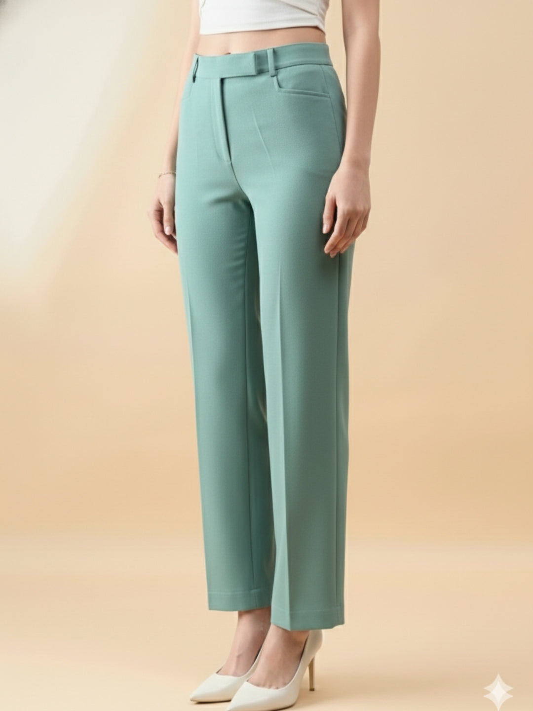 Women Green Mid-Rise Trouser