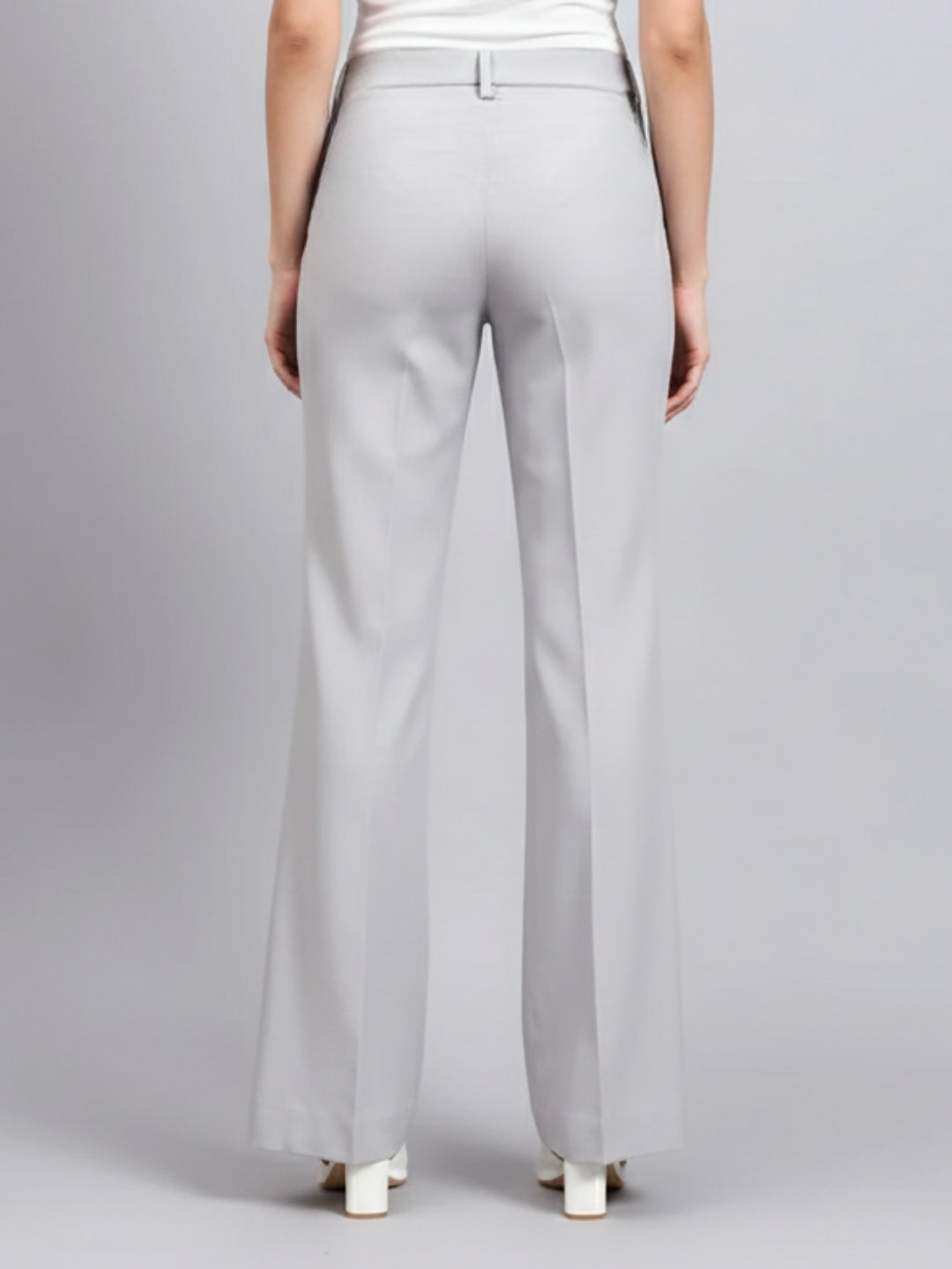 Women Light Grey Mid-Rise Bootcut Trousers