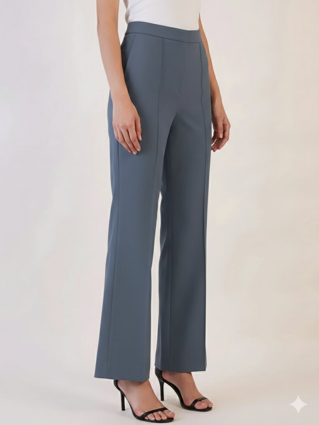 Women Grey Flared Mid-Rise Bootcut Trousers