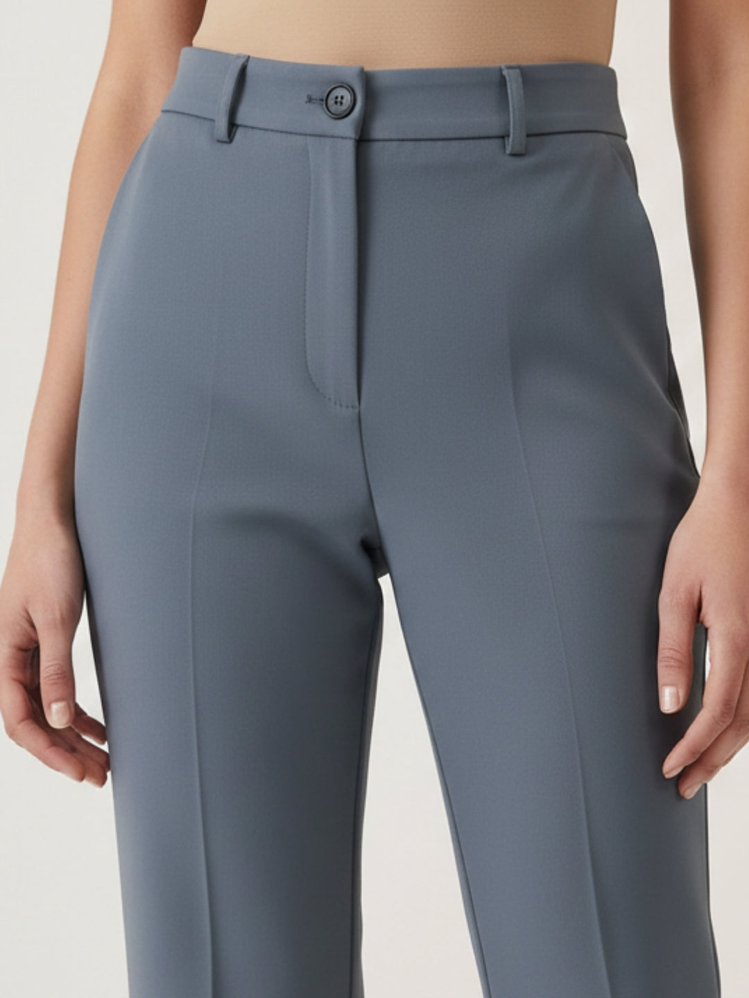Women Grey Flared Mid-Rise Bootcut Trousers