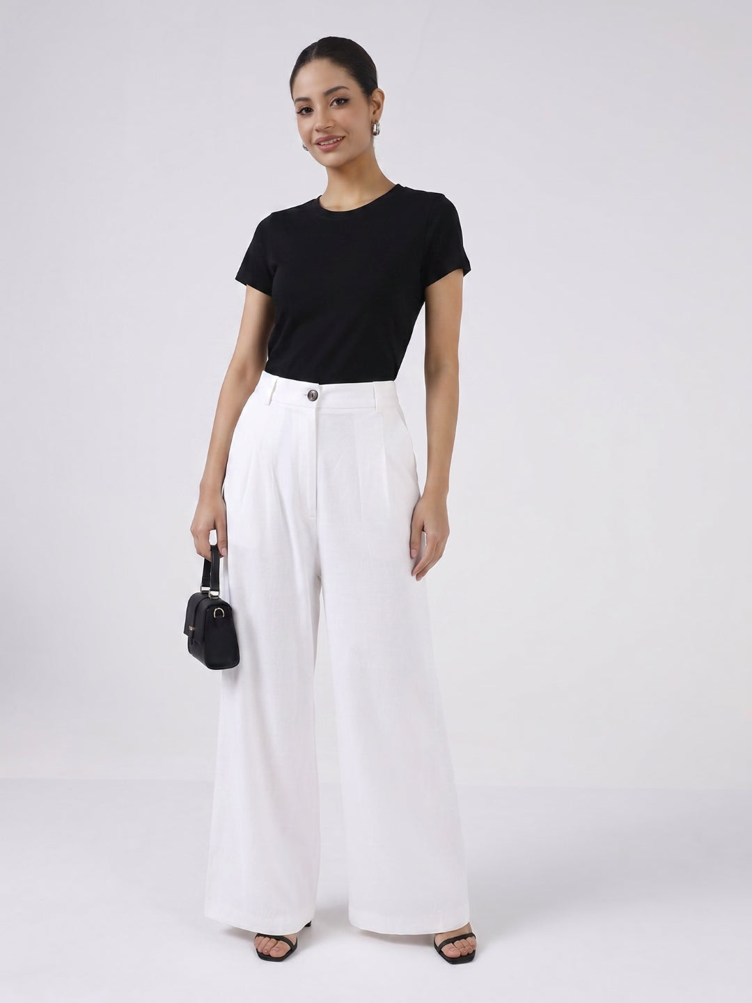 Women White High-Rise Trousers