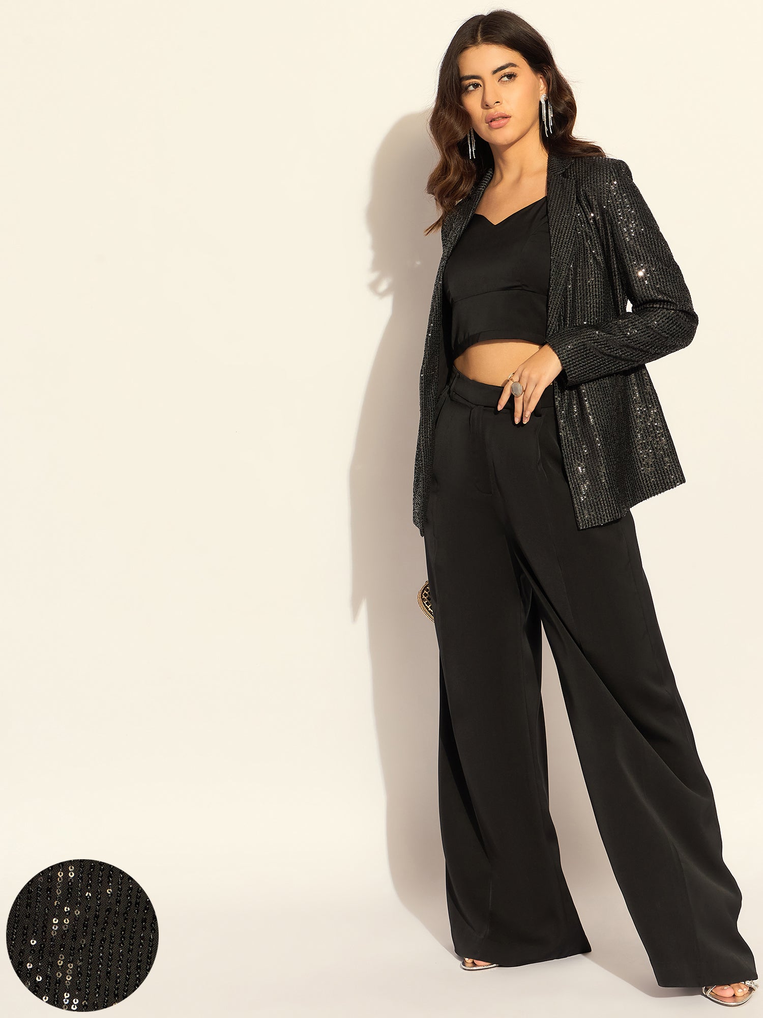 Women Embellished Long Sleeve Single Breasted Blazer