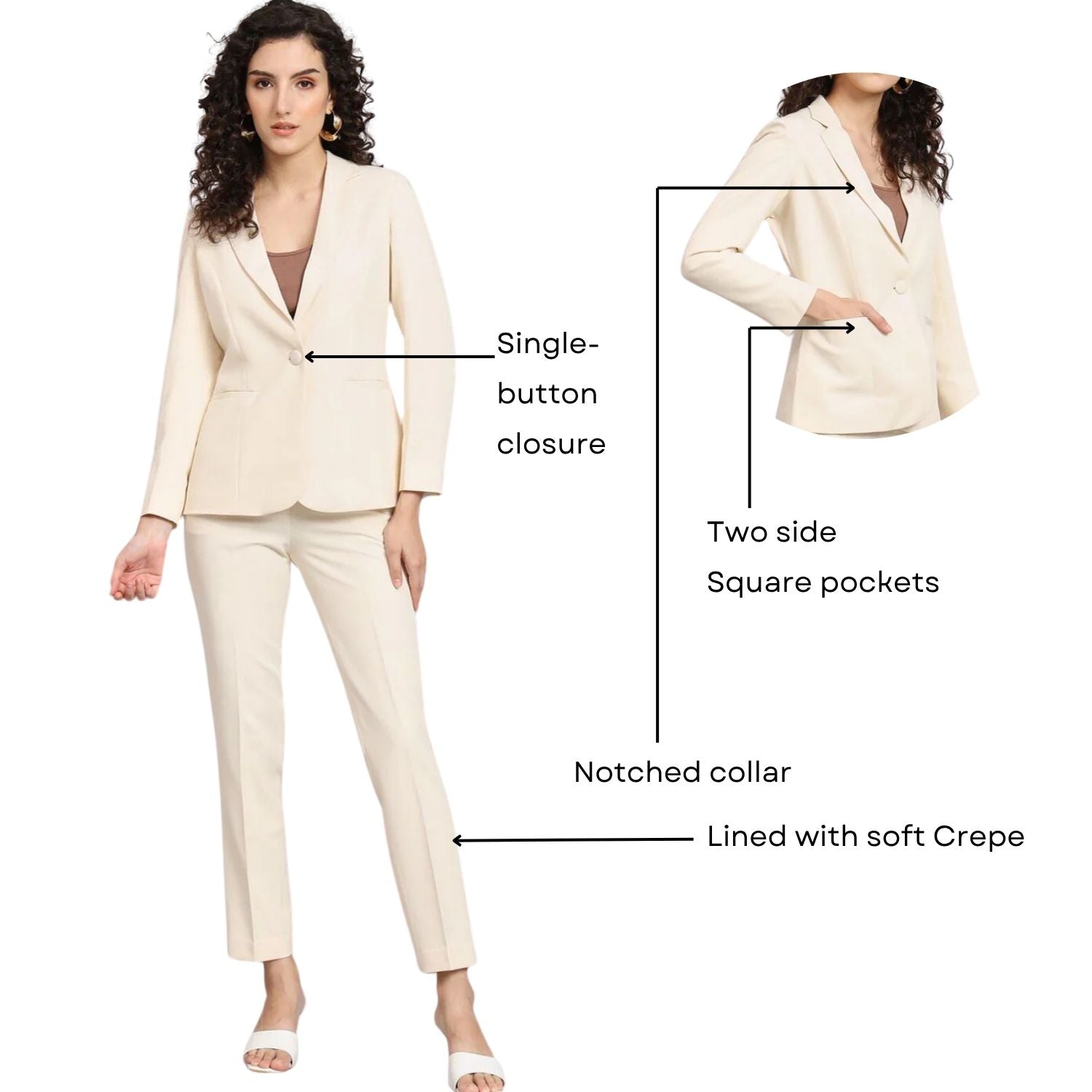 Women Single Breasted 2-Piece Formal Suit
