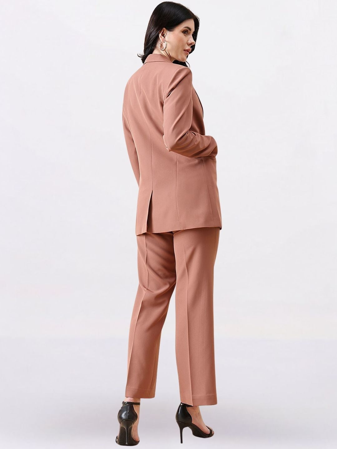 Women Peach Single-Breasted Formal Pantsuit